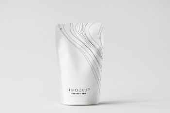 White sachet mockup against white background Free Psd