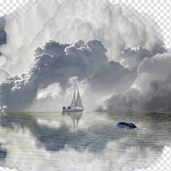 White sailing boat in the middle of ocean, Widescreen , Sailing Baiyun transparent background PNG clipart