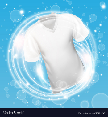 white shirt washing in water with soap bubble