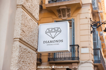 White shop sign mockup