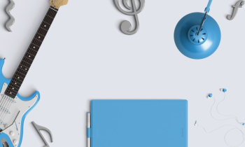 White Skyblue Electric Guitar and Other Blue Materials Wall Decor