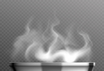 White steam over pan realistic design concept on transparent background Free Vector