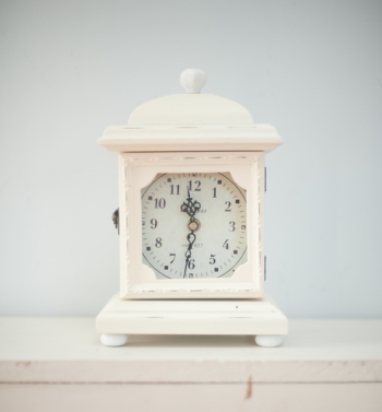 White Table Clock Displaying 12:30 White Table Clock Displaying 12:30