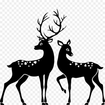 White-tailed deer Silhouette Stag and doe Clip art - deer watercolor 