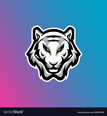 White tiger head esports logo vector image