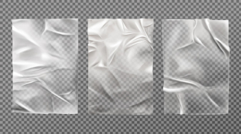 White wet paper, bad glued wheatpaste set isolated Free Vector White wet paper, bad glued wheatpaste set isolated Free Vector