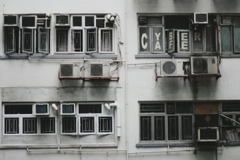 white window-type air conditioner on wall white window-type air conditioner on wall