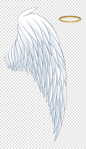 White wing with halo illustration, Angel Aureola Wing Icon, White angel wings and a halo transparent background PNG clipart