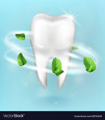 whitening tooth ads with mint leaves on blue whitening tooth ads with mint leaves on blue