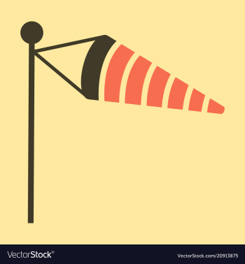 Wind speed flag line icon on color background in vector image