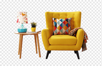 Window Living room Curtain Couch Furniture, American simple casual single modern sofa, tufted yellow leather armchair, interior Design, textile, sofa png