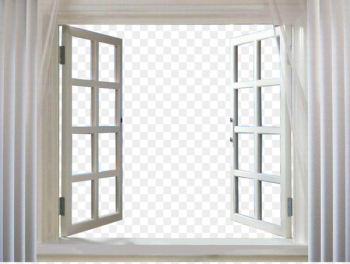 Window Picture frame Curtain - Open the windows and white curtains 