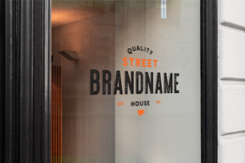 Window Sign Mockup quality street brandname 1927 esto house Window Sign Mockup quality street brandname 1927 esto house