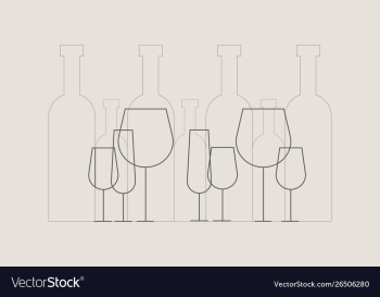 Wine bottles and wine glasses in vector image Wine bottles and wine glasses in vector image