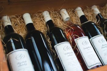 Wine bottles in a row 