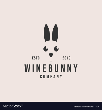 Wine bunny logo design vector image Wine bunny logo design vector image