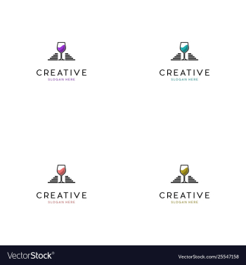 Wine drink creative business logo design vector image Wine drink creative business logo design vector image