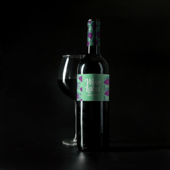 Wine mockup with glass and bottle