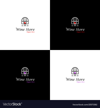Wine store creative business logo design vector image Wine store creative business logo design vector image