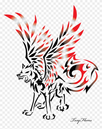 Winged Tribal Wolf By Toryflores - Tribal Winged Wolf Drawings Winged Tribal Wolf By Toryflores - Tribal Winged Wolf Drawings