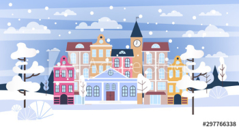 Winter City Vector Illustration