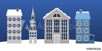 Winter town vector illustration