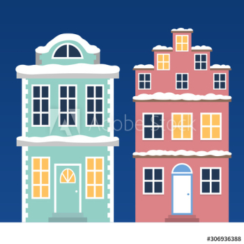 Winter town vector illustration