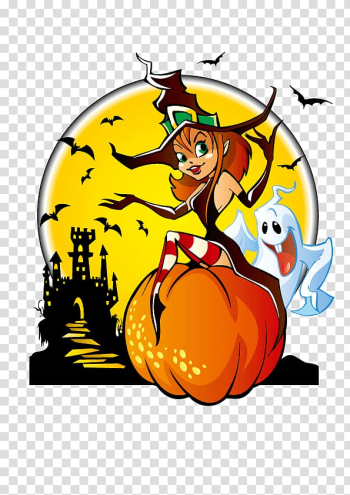 Witch illustration, The Halloween Tree Witch , Halloween Halloween witch material transparent background PNG clipart