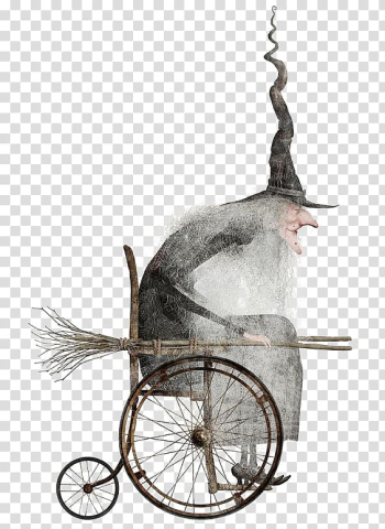 Witch on wheelchair , Boszorkxe1ny Witchcraft Halloween Illustrator, witch transparent background PNG clipart