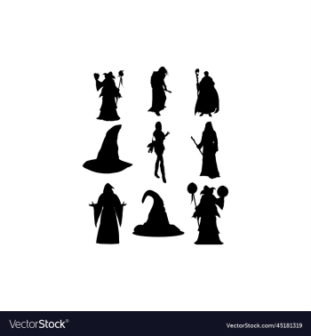wizard set icon silhouette design wizard set icon silhouette design