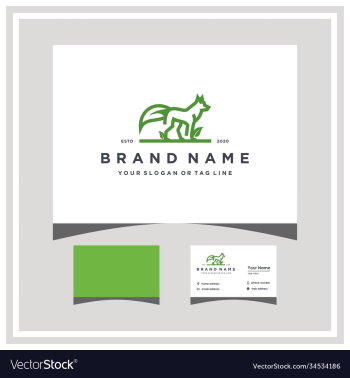 wolf leaf logo design and business card