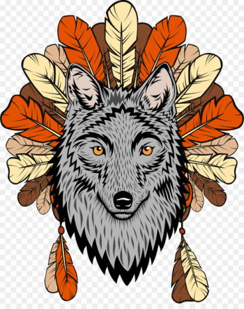 Wolf Totem Gray wolf Euclidean vector Illustration - Vintage Indian werewolf 