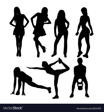Woman activity silhouettes vector image Woman activity silhouettes vector image