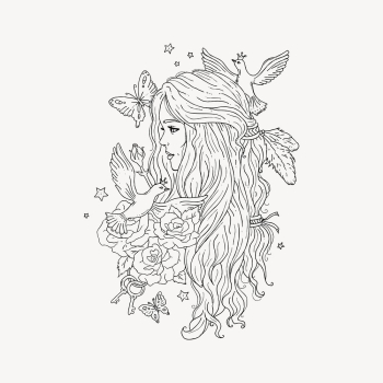 Woman aesthetic portrait drawing, line | Free Photo - rawpixel