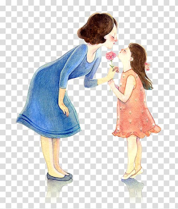 Woman and girl illustration, Mother's Day Gift Father Daughter, Mother's Day transparent background PNG clipart