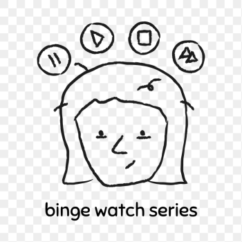 Woman binge-watch series doodle style | Free PNG Sticker - rawpixel