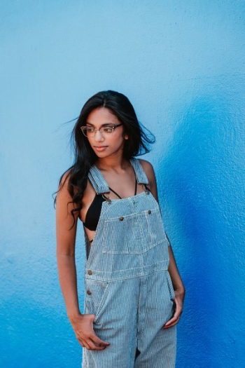 Woman Blue Wall Portrait Woman Blue Wall Portrait