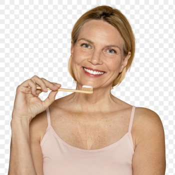 Woman brushing teeth png collage | Free PNG - rawpixel