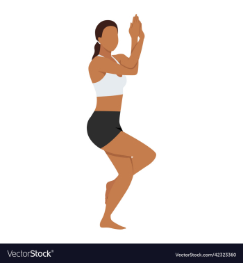 woman doing eagle pose garudasana exercise woman doing eagle pose garudasana exercise
