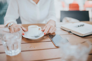 Woman Drinking Espresso Coffee Woman Drinking Espresso Coffee