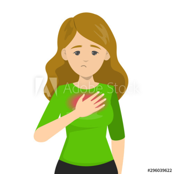 Woman feel the chest discomfort Woman feel the chest discomfort
