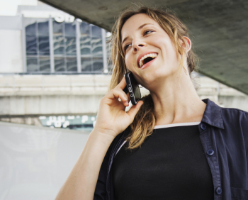 Woman Having Call Conversation on Smartphone Woman Having Call Conversation on Smartphone