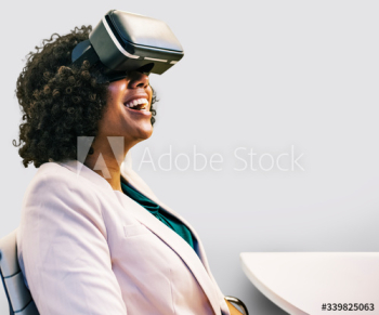 Woman having fun with a VR headset Woman having fun with a VR headset