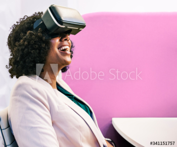 Woman having fun with a VR headset Woman having fun with a VR headset