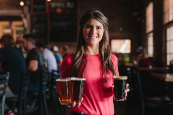 woman holding 3-piece cups woman holding 3-piece cups