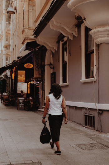 Woman Holding Black Bag Woman Holding Black Bag