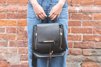 Woman Holding Black Fashion Bag Woman Holding Black Fashion Bag