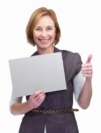 Woman holding blank paper Woman holding blank paper