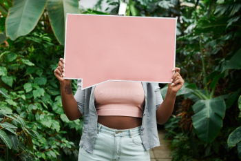 Woman Holding Blank Signboard Woman Holding Blank Signboard