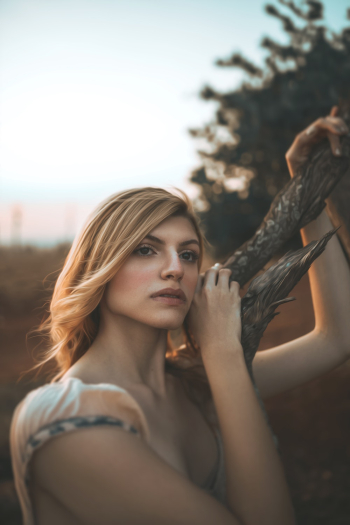 Woman Holding Brown Wood Woman Holding Brown Wood